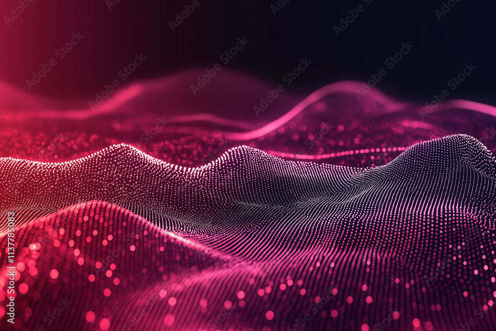 Poster smart city and abstract dot point connect with gradient line and aesthetic intricate wave line desig