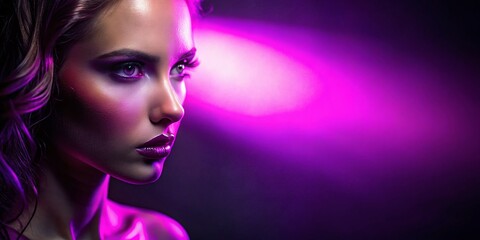 Obraz premium Purple Spotlight Photography, Dramatic Lighting, Purple Background, Studio Lighting, Color Photography, Purple Light Effects, Single Spotlight, Product PhotographY