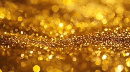 Sparkling Gold Glitter Background, Festive Shimmering Texture.