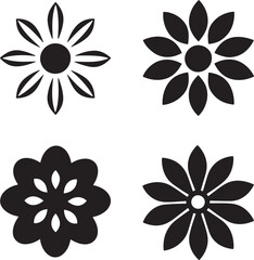 silhouette set of flowers  
