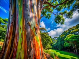 Rainbow Eucalyptus Maui: Vibrant Tree Bark, Hawaiian Landscape, Tropical Nature Photography