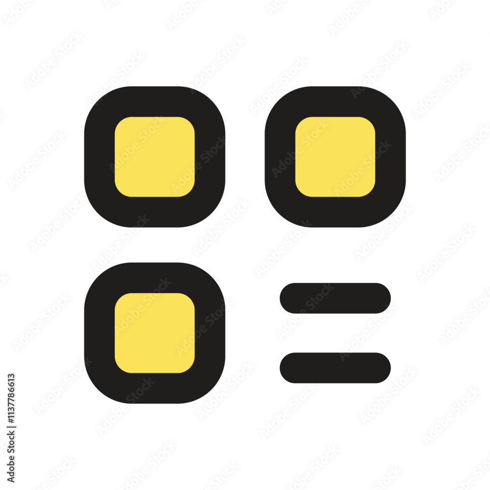 Poster a minimalist icon design featuring three yellow circles and a black horizontal line forming a simple