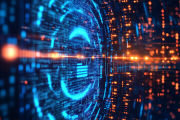 Obraz premium Digital data streams and binary code surrounding email icon emphasizing its role in information technology