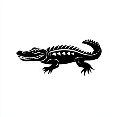 Obraz premium Stylized black alligator silhouette illustration.