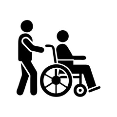 Fototapeta premium Wheelchair and Caregiver Vector Icon for Accessibility.