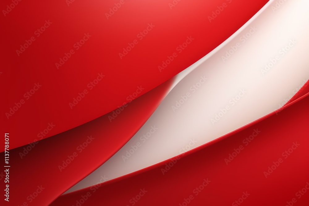 Poster smooth, curving shapes in vibrant red and soft white create a dynamic and visually appealing abstrac