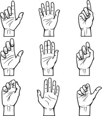 Obraz premium set of hand gestures vector icon illustration with white background