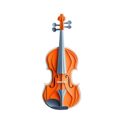 Fototapeta premium Paper Art design of a violin, layered to create depth and showcase its beautiful form, isolated on a white background. cutout png