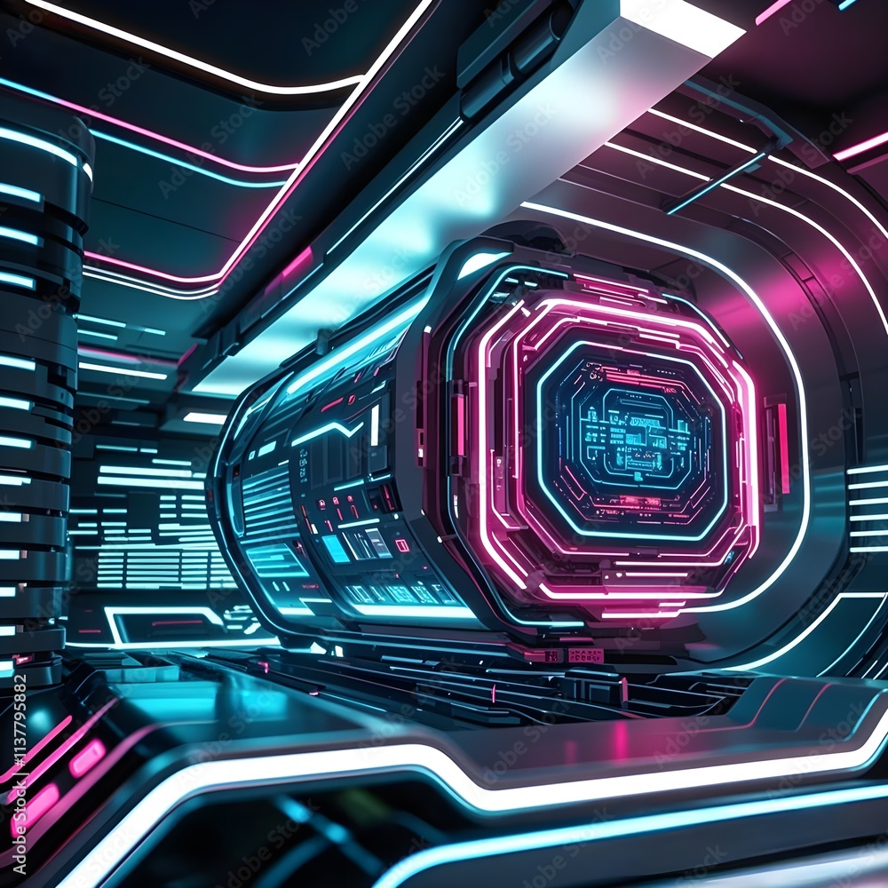 Poster abstract technology background with glowing lines and circuit design