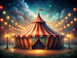 Retro Circus Night Photography: Vintage Carnival Lights, Tent, Big Top, Spectacle