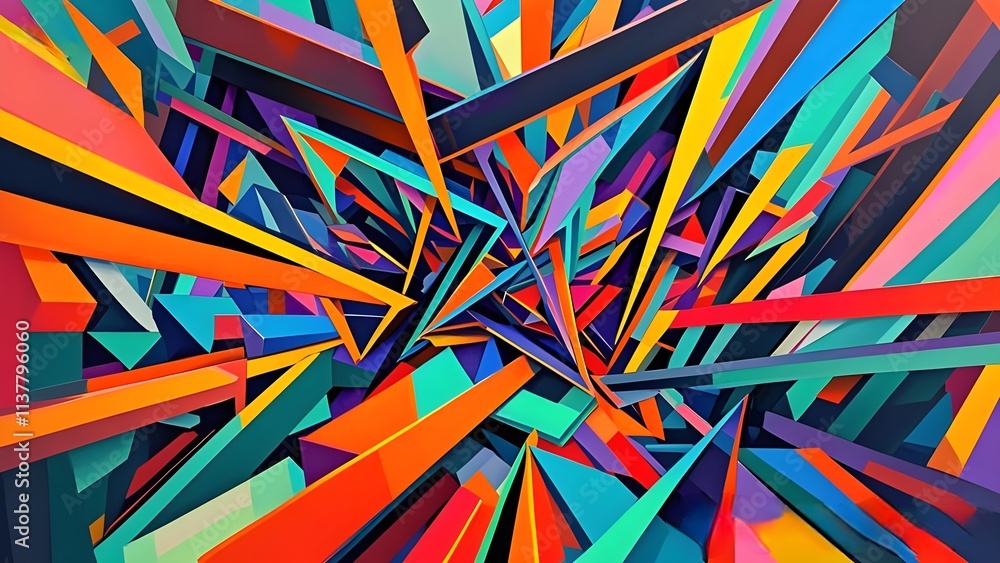 Poster abstract colorful geometric pattern with triangles, seamless vector illustration