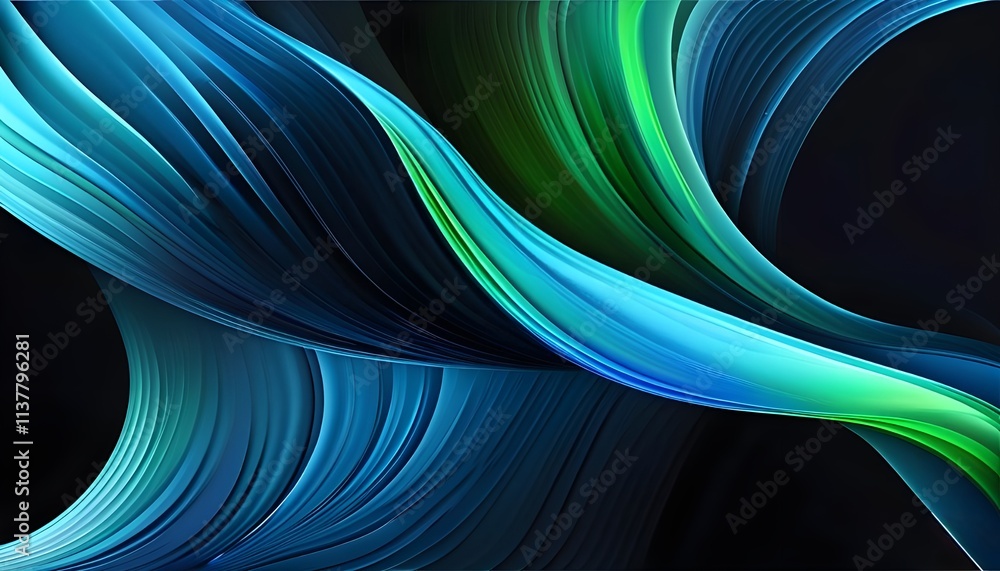 Aufkleber abstract blue wave design with glowing lines and dynamic motion background