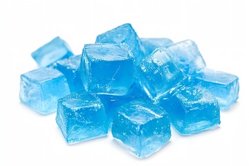 Obraz premium A pile of blue ice cubes
