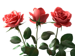 Roses isolated against a transparent background, ideal for floral arrangements, romantic themes, or decorative content.