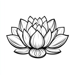 Obraz premium Line art drawing of a lotus flower. (2)