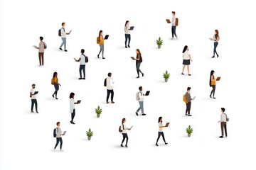 Collaborative work event office space digital interaction modern environment aerial view team engagement