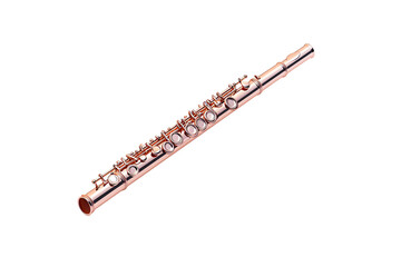 A polished flute showcasing intricate keys and a sleek design, emphasizing its craftsmanship and musical elegance.