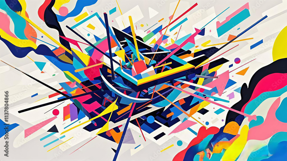 Poster abstract colorful background with lines for business design, vector illustration