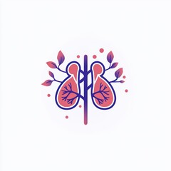Lungs with leaves, health, nature, organ.