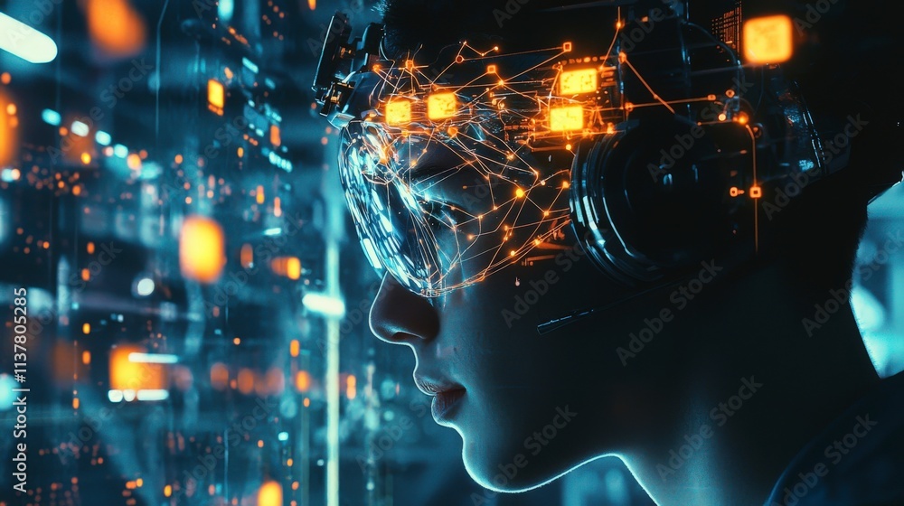 Aufkleber Neurotechnology advancements in digital interfaces tech lab conceptual image futuristic environment close-up view innovation