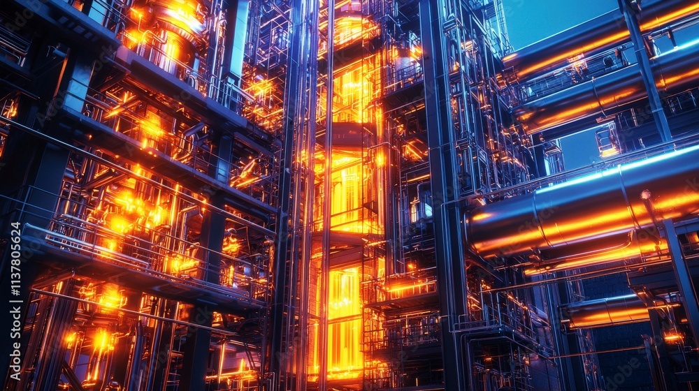Aufkleber Close-up of futuristic factory digital art visualizing innovative supply chain operations and technology