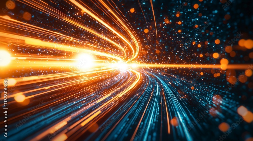 Poster dynamic motion burst virtual realm abstract art futuristic environment zoom perspective energy conce