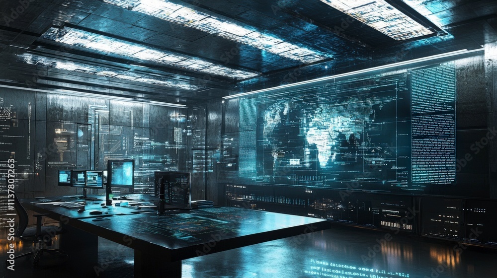 Aufkleber Dynamic it command center showcasing advanced technology futuristic environment digital interface design