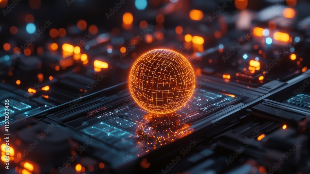 Poster Addressing inflation challenges through innovative technology visualizations digital space 3d render futuristic concepts