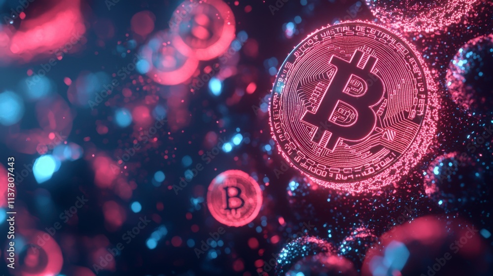 Aufkleber Exploring bitcoin dynamics amid inflation challenges in digital economy visual data tech environment futuristic viewpoint