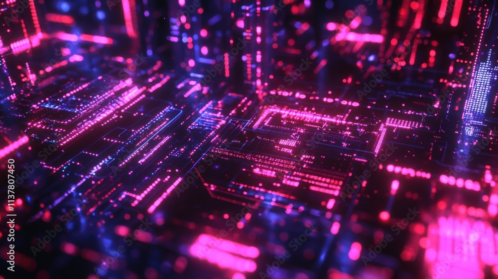 Aufkleber digital circuitry design showcase virtual space abstract art neon environment futuristic view techno