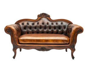 Luxurious vintage leather sofa with intricate detailing and tufted design, perfect for adding elegance to any living space