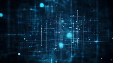 Obraz premium A futuristic grid design glowing in shades of electric blue, with a subtle fade into a black background