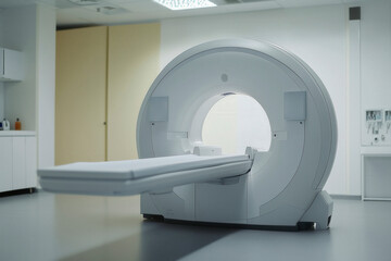 Medical CT or MRI or PET Scan Standing in the Modern Hospital Laboratory. Technologically Advanced and Functional Medi?al Equipment in a Clean White Room.