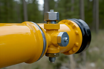 Yellow Pipe Valve Closeup Illustration