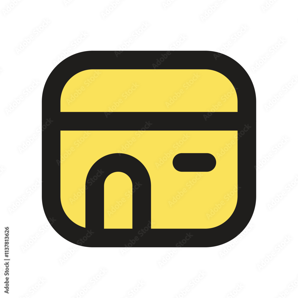 Poster the image shows a pixelated representation of a small yellow house with a door and a window.