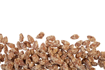 candied almonds frame border isolated on white or transparent png