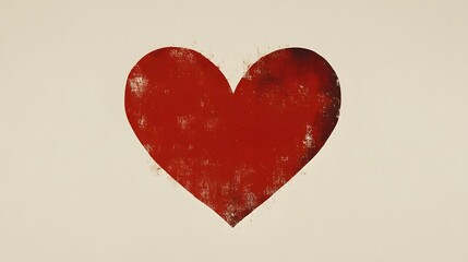 Obraz premium A Distressed Red Heart on a Beige Background