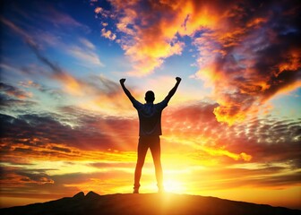 Fototapeta premium Silhouette Photography: $10 Million Success, Wealth, Rich, Financial Freedom, Business, Money, Achievement, Goal, Luxury, Shadow, Dark, Light, Contrast, Dramatic, Powerful, Success Story