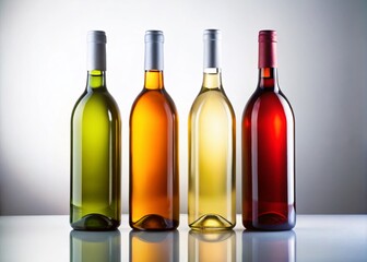 Silhouette Wine Bottles Mockup: Blank Labels, Studio Photography, Product Packaging Design