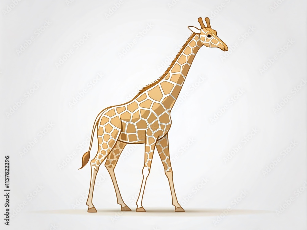 Poster simple one-line giraffe animation in hand-drawn minimalism style – a unique self-drawn design for cr