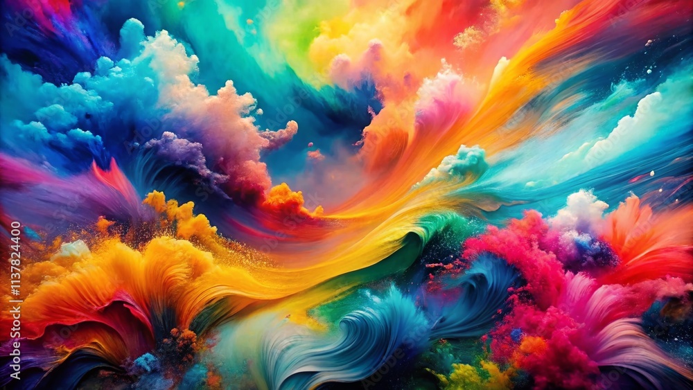 Aufkleber smeared paint abstract watercolor background in vibrant hues with brush strokes capturing the essenc