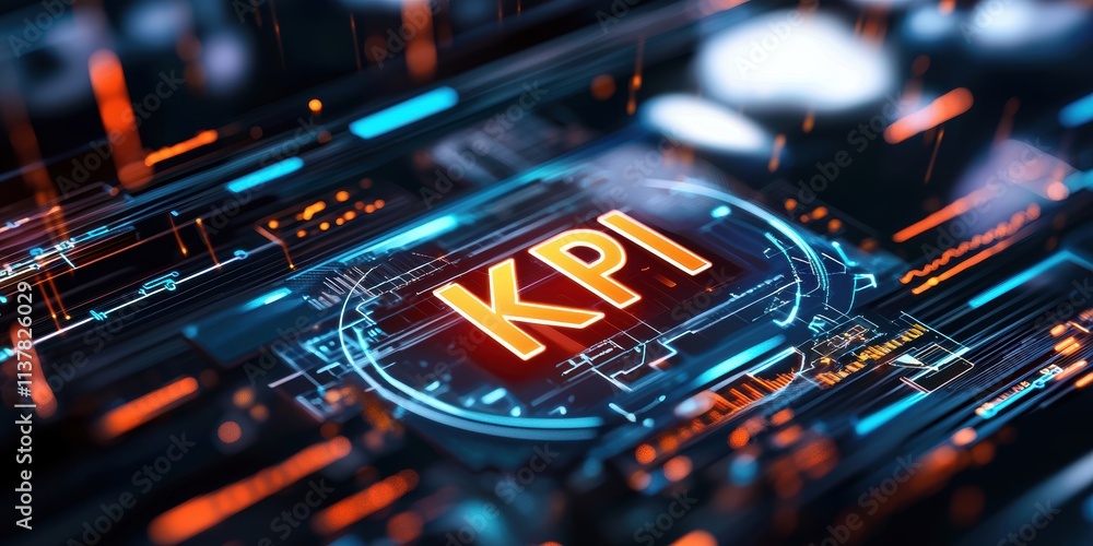 Poster key performance indicators digital dashboard data visualization high-tech environment close-up view 