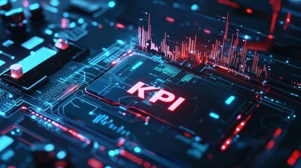 Obraz premium Kpi metrics digital dashboard data visualization high-tech environment close-up view performance insights