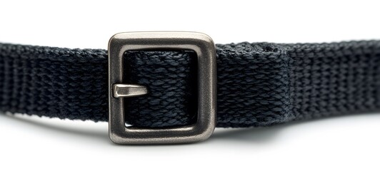 Closeup of a Black Fabric Belt with Metal Buckle