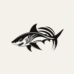 Fototapeta premium Stylized black and white shark illustration.