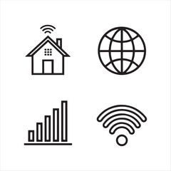Wireless and Network vector line icon set.
