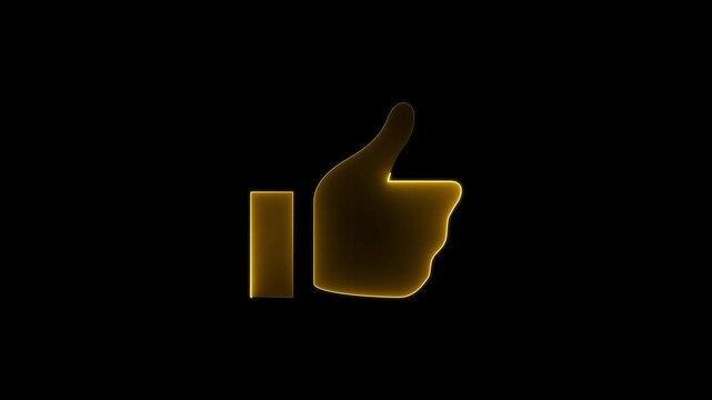 Thumb neon icon. like. Animated neon symbo, neon style social media icons. like icon Animated with a glowing neon. Bright neon pink like sign on black background, Glowing neon line Hand thumb up icon 
