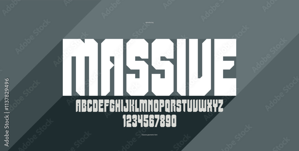 Poster brutal geometric square and bold and strong vector geometric font for logos and emblems, display typ