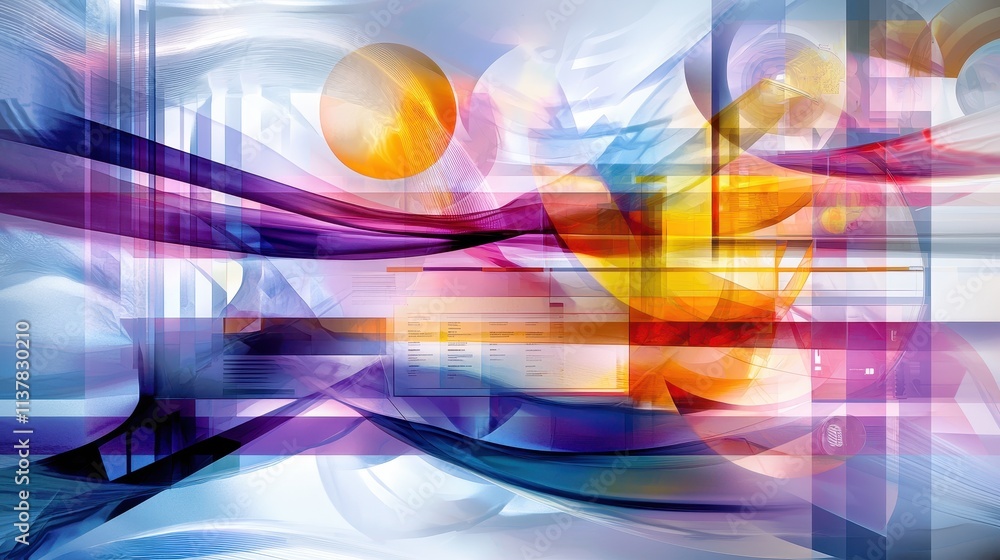 Poster Abstract Digital Art with Colorful Shapes and Textures for Modern Backgrounds and Designs