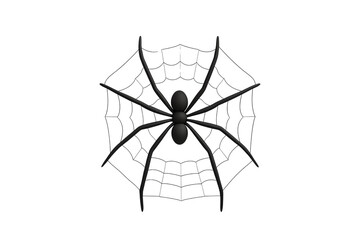 Fototapeta premium A spider sits at the center of a intricately woven web, showcasing its eight legs and round body.